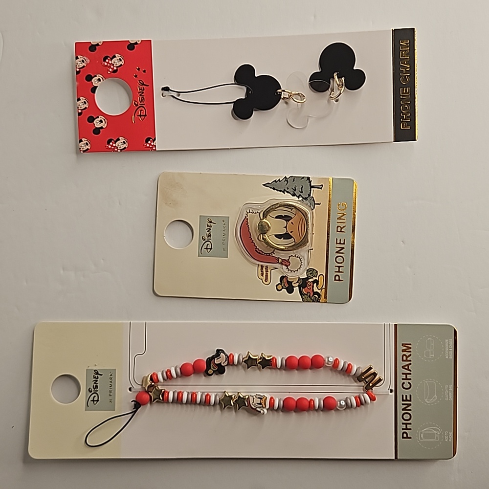 Mickey and Donald phone charms and ring